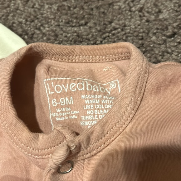 L’oved baby cream and mauve button front footies 3/6m and 6/9m - Picture 5 of 6